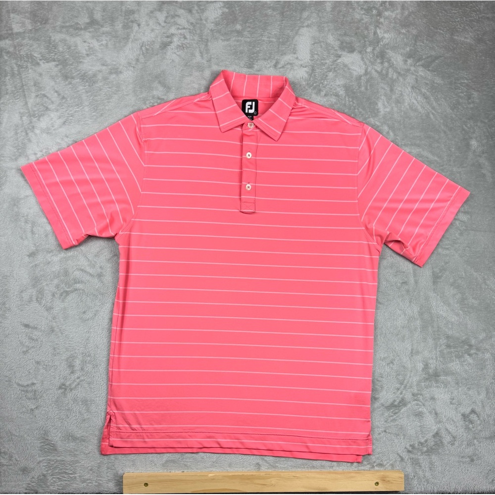 FootJoy Mens Large Striped Performance Golf Polo Shirt FJ GUC Outdoors